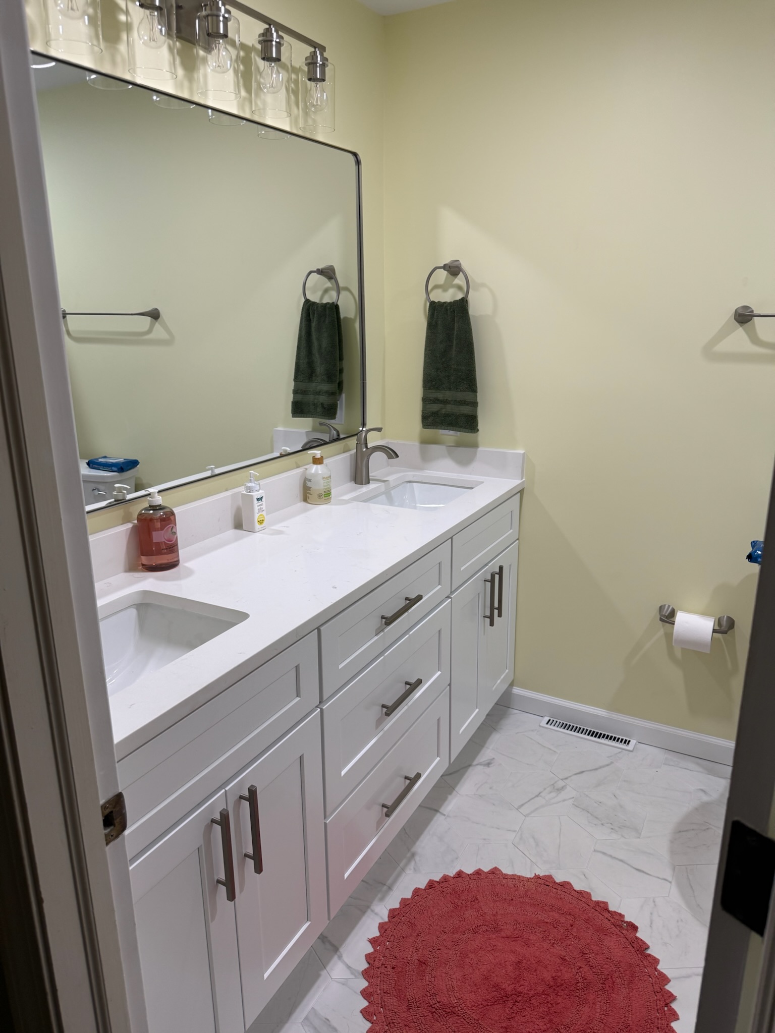 Before: Hall and Half Bathroom Remodel with Hexagon Tile Floors