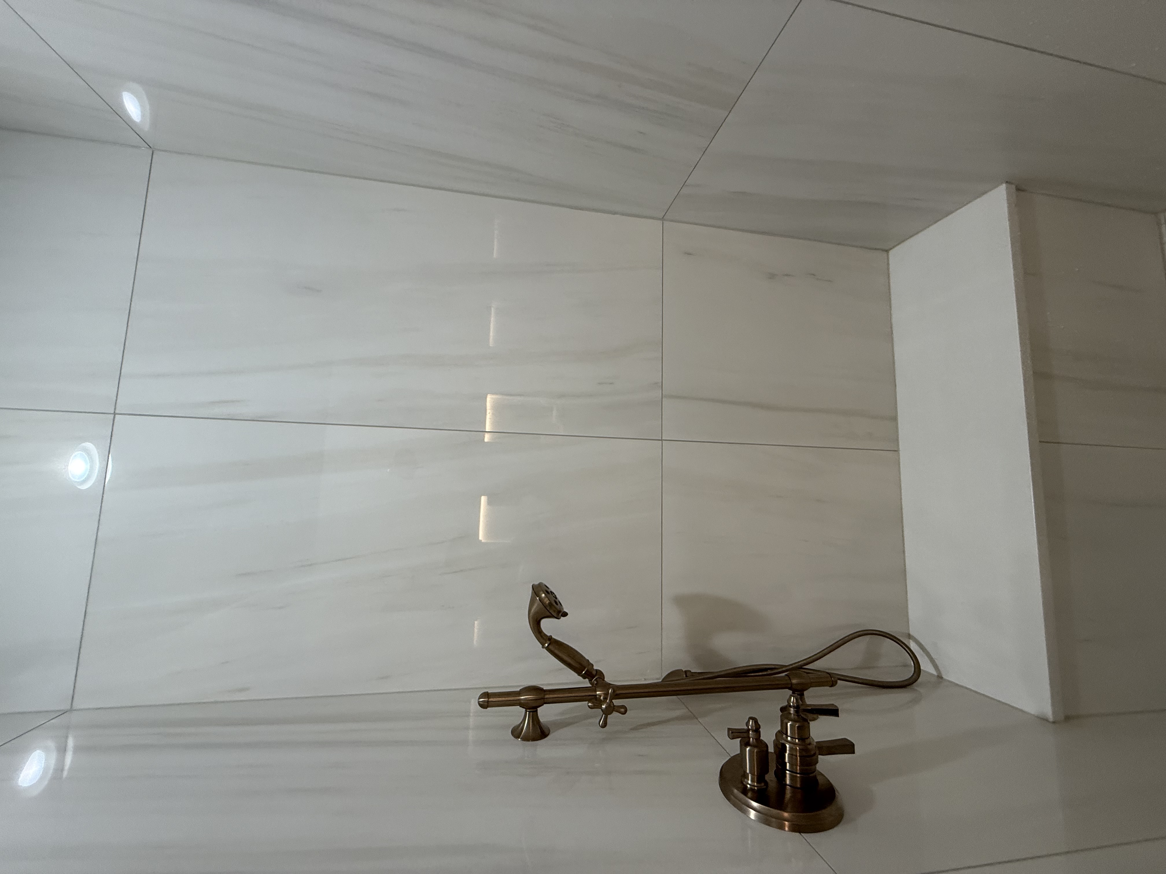 Five Forks master bathroom before remodel — detail view of dated finishes in Simpsonville SC