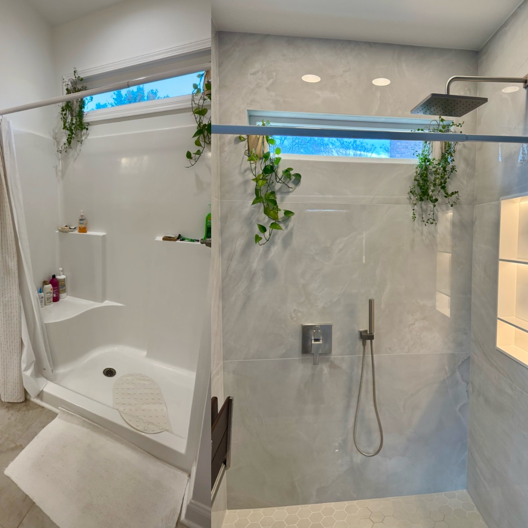 After: Lakefront Bathroom Vanity and Shower Refresh