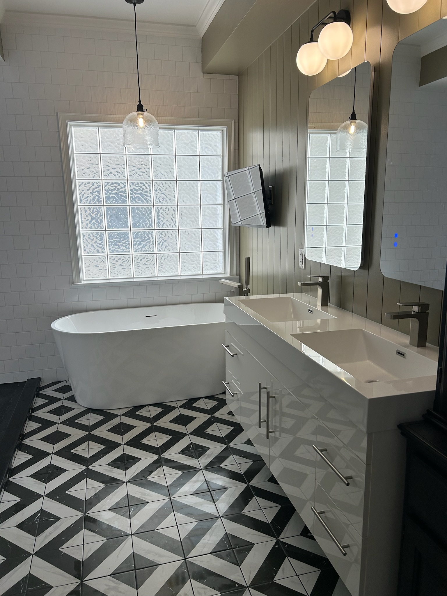 Custom Bathroom Layout Reconfiguration with Freestanding Tub — Greenville, SC