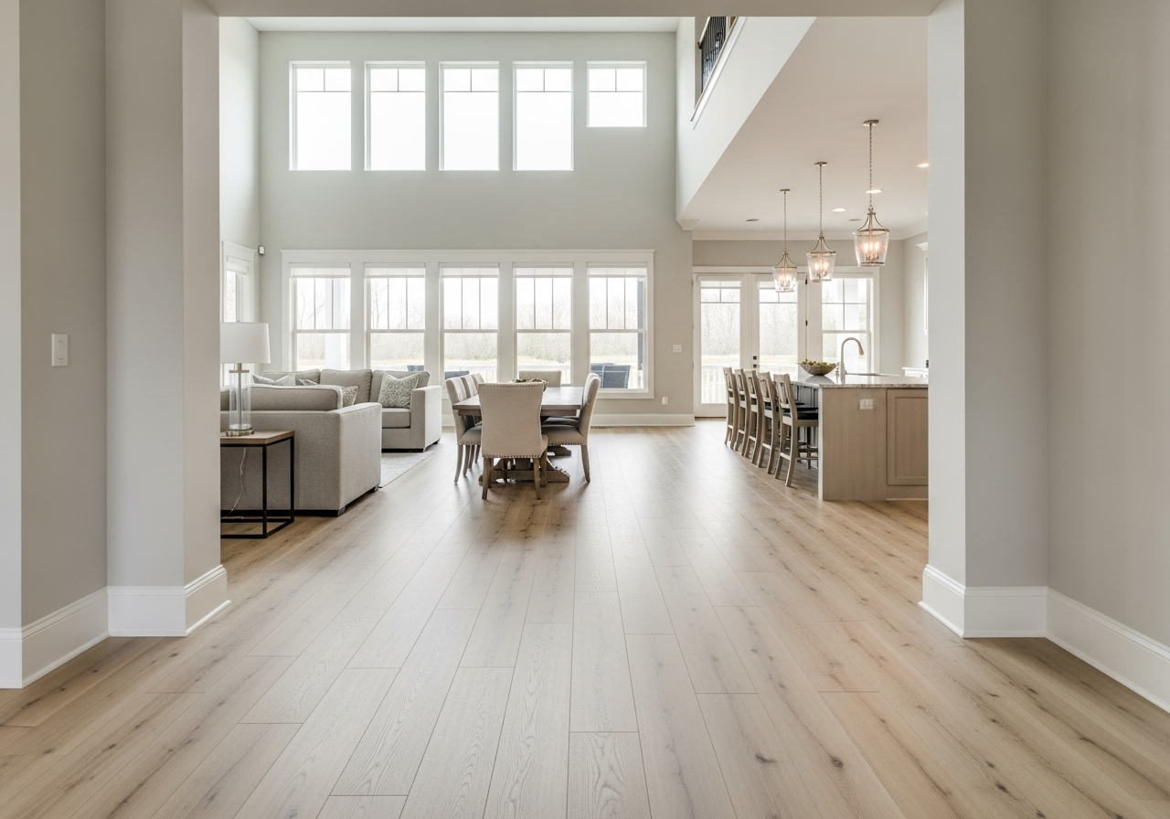 Wide-Plank White Oak Engineered Hardwood — Main Level